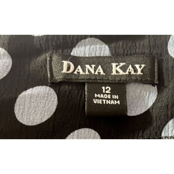 Dana Kay 12 Black Polka-Dot Blue Layered Detail Waistband Below Knee Sun Dress - Picture 6 of 6